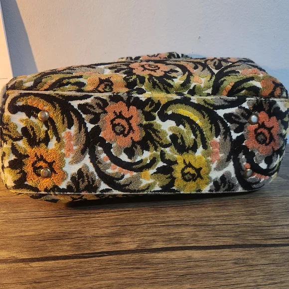 Vintage Mid-Centurt 1960s Floral Tapestry Carpet Bag Hand Bag Kadin-Style - Picture 4 of 14